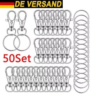 100x Schlüsselringe Karabinerhaken Klein Schlüsselanhänger Drehgelenk Key Rings - Bild 1 von 12