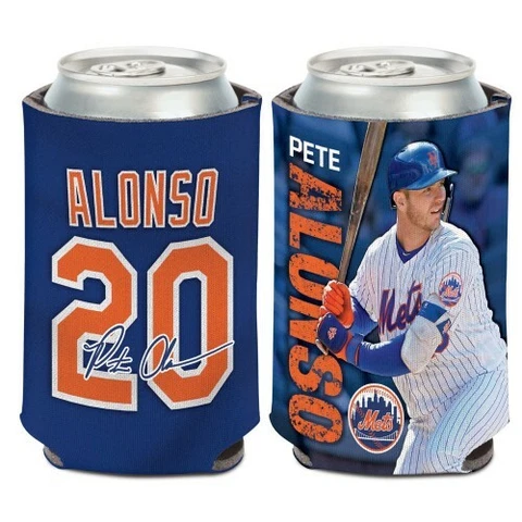 PETE ALONSO NEW YORK METS 2 SIDED SOFT FOAM CAN COOZIE KOOZIE COOLER HOLDER Cover