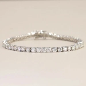 10.5Ct Round Cut VVS1/D Moissanite Tennis Bracelet 14k White Gold Finish 3mm 7In - Picture 1 of 6