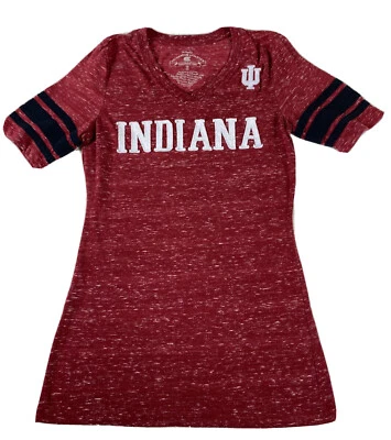 Indiana Hoosiers Shirt Women’s Small Colosseum Heathered Red V-Neck Top - Image 1 of 4