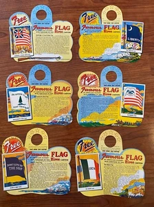 Vintage Hires Root Beer Set of 6 Famous Flag Promo Bottle Toppers - Unused - Picture 1 of 1