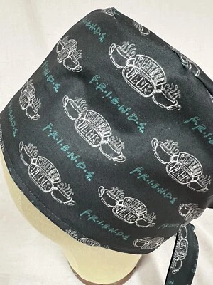 Men/Women Surgical Scrub Cap Lined Friends  Grey 100% Cott - Image 1 of 3