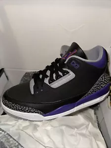 CT8532-050 NIKE AIR JORDAN 3 III RETRO COURT PURPLE BLACK GREY 2020 Size 8 - Picture 1 of 5