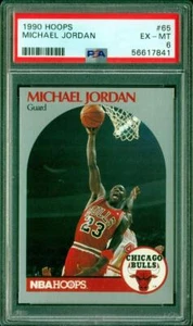 029, 1990 Hoops, #65 🏀 Michael Jordan 🏀 HOF, Bulls, PSA EX-MT 6 - Picture 1 of 3