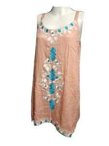 S.R.FASHION Women NEW Size MEDIUM embroidered Blouse tunic Solid Scoop-neck (#NI - Picture 1 of 6