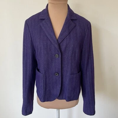 Chaqueta Blazer Akris Cachemira Algodón Púrpura Espiga Pecho Único Usada en Excelente Condición Talla 6 Foto 1 de 4