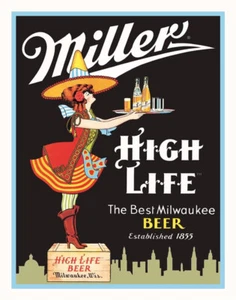 Miller High Life Brew Milwaukee Beer Logo Metal Tin Sign 16x12 inch - Picture 1 of 1