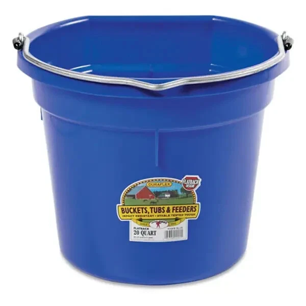 Little Giant Plastic Flat Back Bucket Blue 20qt 5 Gallon Livestock Farm Stock - Image 1 of 1