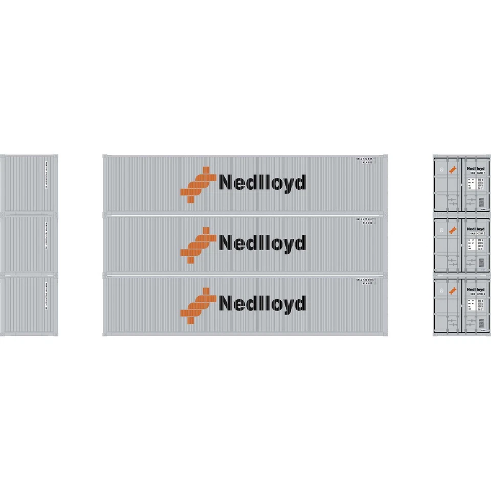 Athearn ATH27055 40' Corrugate Low Container - Nedlloyd # 1 (3) HO Scale - Image 1 of 1