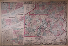 1880 Map ~ PENNSYLVANIA - ERIE, SCRANTON ~ Authentic Mitchell Map Free S&H #036