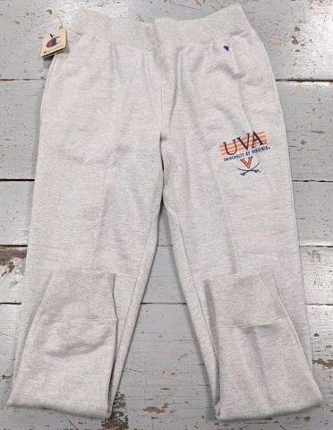 Men's UNIVERSITY of VIRGINIA Champion Gray Fleece Joggers w/ Pockets, Large-NWT Cover