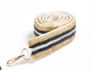 New Orleans Saints Hand Beaded Striped Purse/Bag Strap 45"x1.5" - Black/Gold NWT - Picture 1 of 2