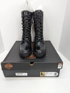 Harley-Davidson Women Black 9" Lace Up Boot Size 9.5 M Stock No D87218 - Picture 1 of 9