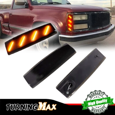 Luz de esquina LED delantera negra con ámbar para 88-93 GMC C1500 C2500 C3500 Foto 1 de 4