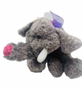 Walmart Grey Elephant Plush Soft Bean Filled Floppy Toy Pink Heart Ears Tail 10" - Imagen 1 de 12