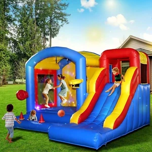 15FT Commercial PVC Inflatable Bounce House Slide Playhouse Kids LED Party Night - Picture 1 of 9