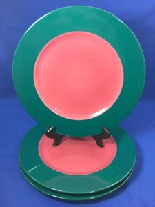 Pagnossin TREVISO Green and Pink DINNER PLATES Made in Italy SET OF 3 - Picture 1 of 9