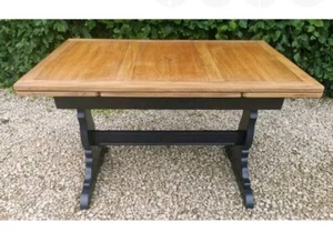 BEAUTIFUL ERCOL EXTENDABLE REFECTORY DINING TABLE IN PITCH BLACK FARROW AND BALL - Picture 1 of 1