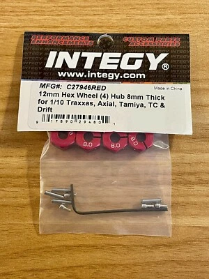 Integy C27946RED 12mm Hex Wheel Hub 8mm Thick Red Clamp Type Fits Tamiya BNIP - Image 1 of 2