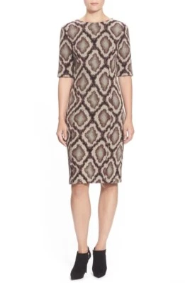 Vestido recto jacquard de piel de serpiente tartán rosa nuevo con etiquetas 10 $500 Foto 1 de 4