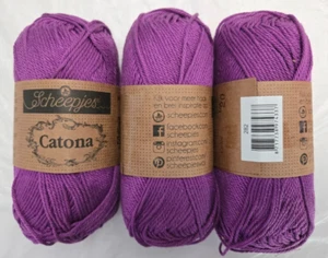 3 Knäuel Scheepjes Catona 100% mercerisiertes Baumwollgarn 50g #282 Ultraviolett - Bild 1 von 1