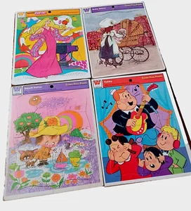 Lot of 4 Vintage Whitman Frame Tray Puzzles Barbie, Little Lulu-Tubby, 1970's - Picture 1 of 6