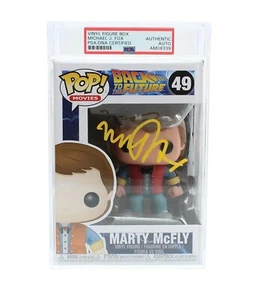 Michael J. Fox signiert zurück in die Zukunft Funko Pop #49 Marty McFly PSA Platte - Bild 1 von 17
