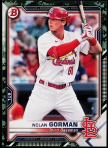 2021 Bowman #BP-90 Nolan Gorman Prospects Camo St. Louis Cardinals - Foto 1 di 2