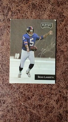 1993 Playoff Sean Landeta #113 - New York Giants - AUTOGRAPHED! - Image 1 of 2