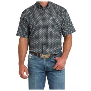 Camisa MTW1704154 Cinch Para Hombre Estampado Azul Marino Manga Corta ArenaFlex Abotonada NUEVA - Imagen 1 de 7