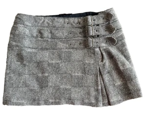 Vintage Express Schoolgirl Wool Tweed Mini Skirt with Buckles 30 - Picture 1 of 12