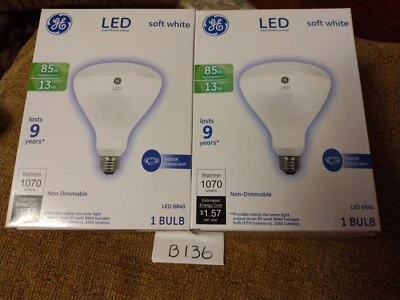 2 GE, LED13BR40/10K, 13W, BR40, LED Light Bulbs, Medium Base Soft White - Image 1 of 2