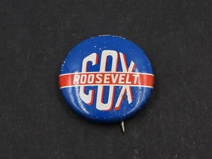 Cox Roosevelt FDR 1920 Pin für politische Kampagne (1972 Reproduktionsversion) - Bild 1 von 2