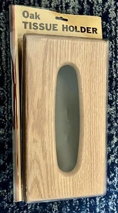 NOS - Wooden Tissue Box Holder Rectangular Countertop Cover Honey Oak Vintage - - Picture 1 of 2