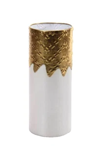 VASO ALTO CILINDRO PORTA FIORI METALLO ORO BIANCO CLASSICO MODERNO EVENTI 32*12 - Foto 1 di 3