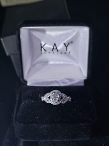 Kay Jewelers diamond engagement ring Size 8 14kt White Gold Certified Diamonds