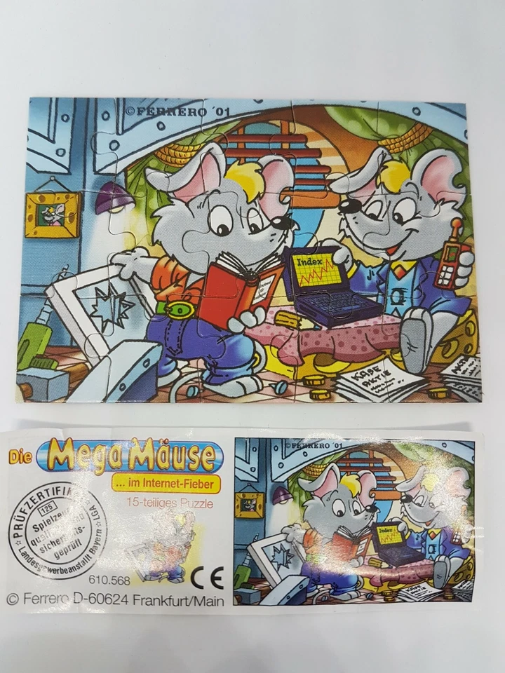 Ü-Ei Puzzle " Die Mega Mäuse im Internet Fieber " 2001 + BPZ oben rechts - Bild 1 von 4