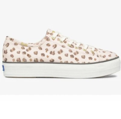 Keds Womens Sz 7.5 Triple Kick Leopard Canvas Sneakers Shoes Pink Brown WF65996 - Image 1 of 4