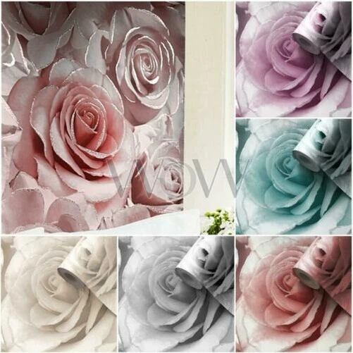 Muriva Madison Rose Paillette Peint Luxe Pétales Floral Fleurs - 7 Couleurs - Photo 1/1