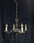 Unusual Antique French Heavy 4 Arm Black and Gold Chandelier Light