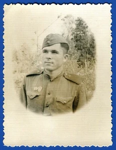 Hübscher junger Mann Kerl in Militäruniform, Rote Armee Vintage UdSSR Sowjet Foto - Bild 1 von 4