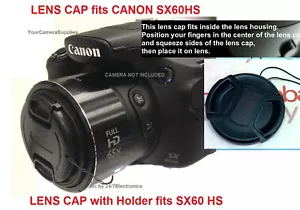 FRONT LENS CAP DIRECTLY to CAMERA CANON POWERSHOT SX-60HS SX60HS SX60 HS +HOLDER - Picture 1 of 12