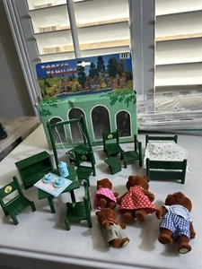 Vintage Flocked Bears, Forest Families, Furniture New - Picture 1 of 7