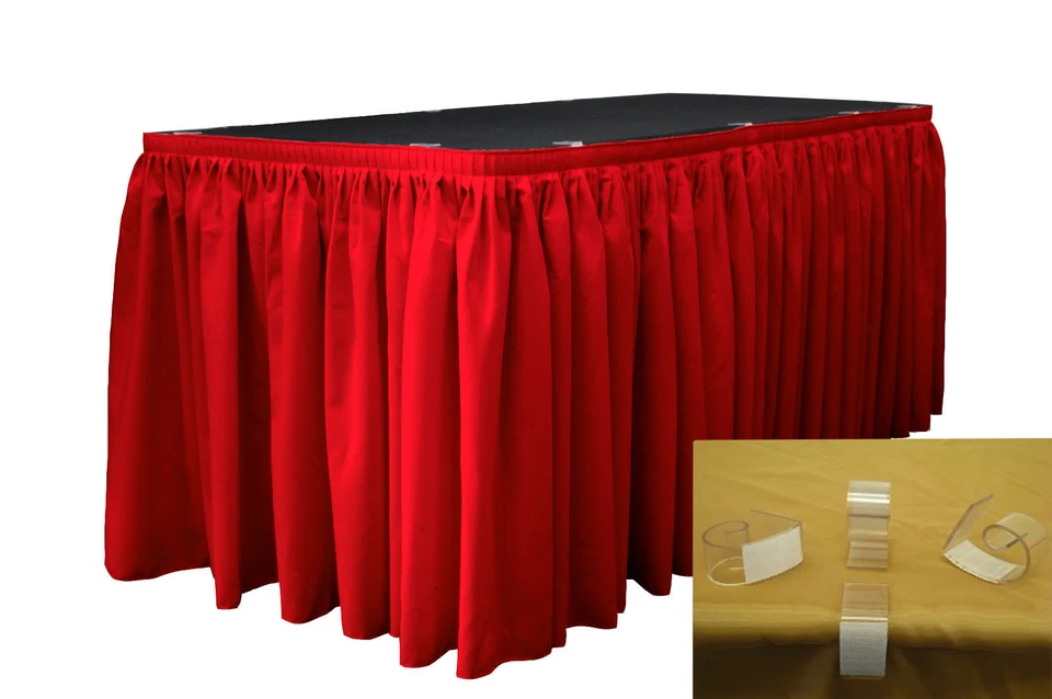 LA Linen Polyester Table Skirt 17-Ft L by 29 "H with 10 L-Clips. Made in USA - Image 1 of 1