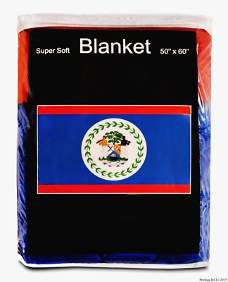 Belize Flag Fleece Blanket NIB 5 ft x 4.2 ft Belizean Travel Throw Cover Cobija - Image 1 of 2