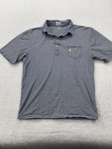 Johnnie O Polo Shirt Mens Small Blue White Striped Logo Golf Outdoor Surf - Picture 1 of 10
