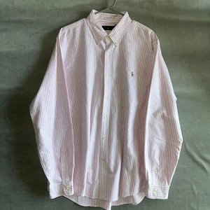 Ralph Lauren XXL Oxford Hemd rosa weiß gestreift 100% Baumwolle Fleisch Pony Logo - Bild 1 von 9