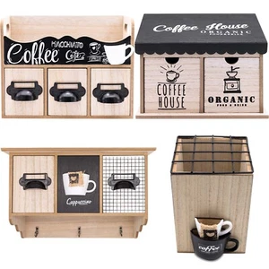 Wooden Tea Bag Coffee Pods Holders Kitchen Storage Organisers - Picture 1 of 30