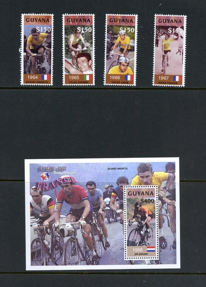 R3588 Guyana 2003 ciclismo Tour De France conjunto y hoja MNH Foto 1 de 1