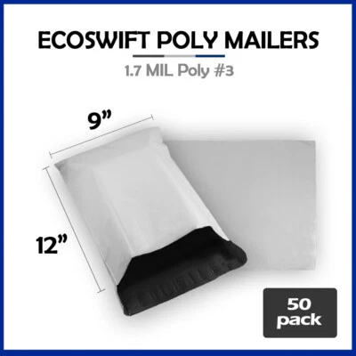 50 9x11 EcoSwift Poly Mailers Plastic Envelopes Shipping Mailing Bags 1.7MIL